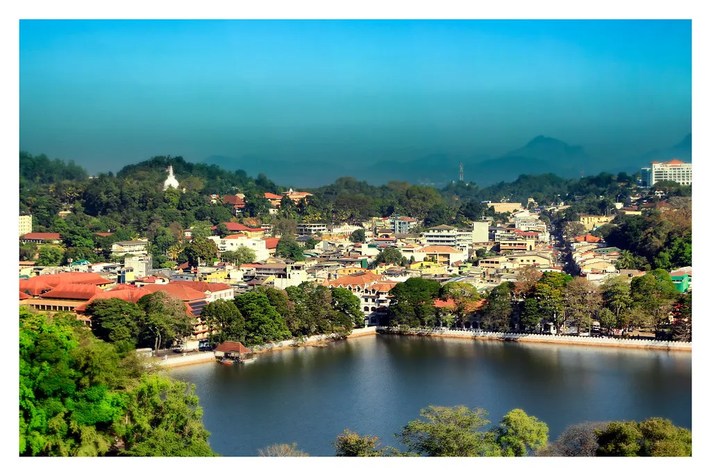 Kandy Lake and Kandy city aerial panoramic view Kandy Lake and Kandy city aerial panoramic view