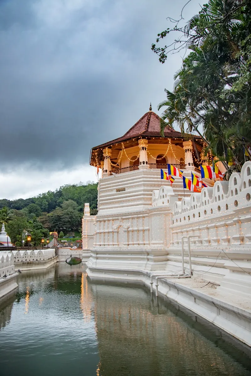 Temple of the Tooth with a bridge over water